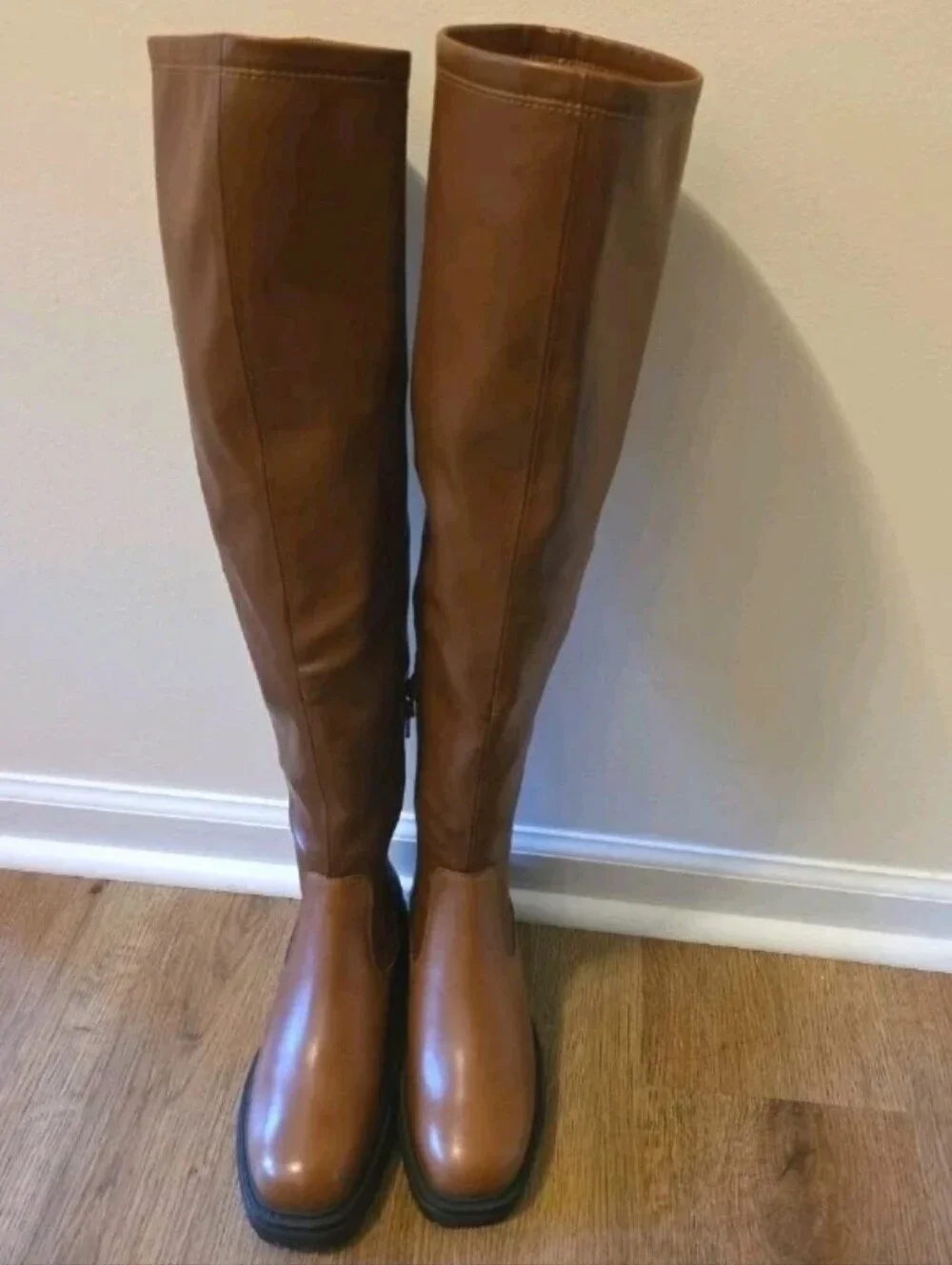 Charles David Erratic Faux Leather Over The Knee Cognac Colored Boots Size: 6